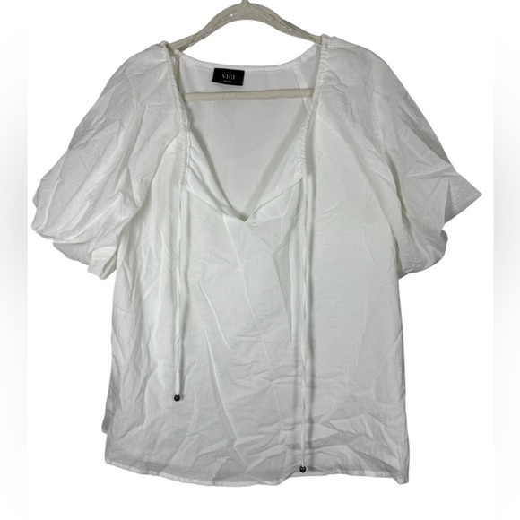 VICI Rafa Cotton Puff Sleeve Top - White - Small - Picture 7 of 15